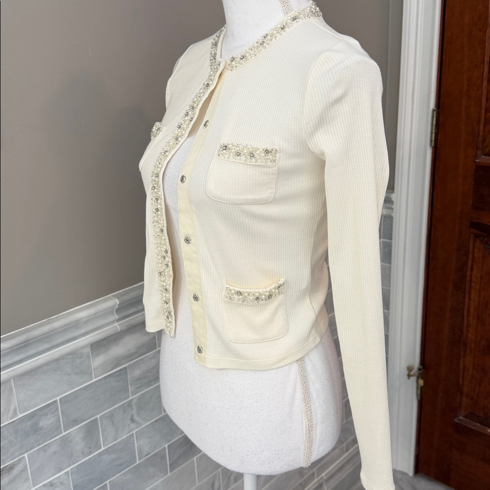 J. Crew Cream Embellished cardigan - Picture 4 of 7